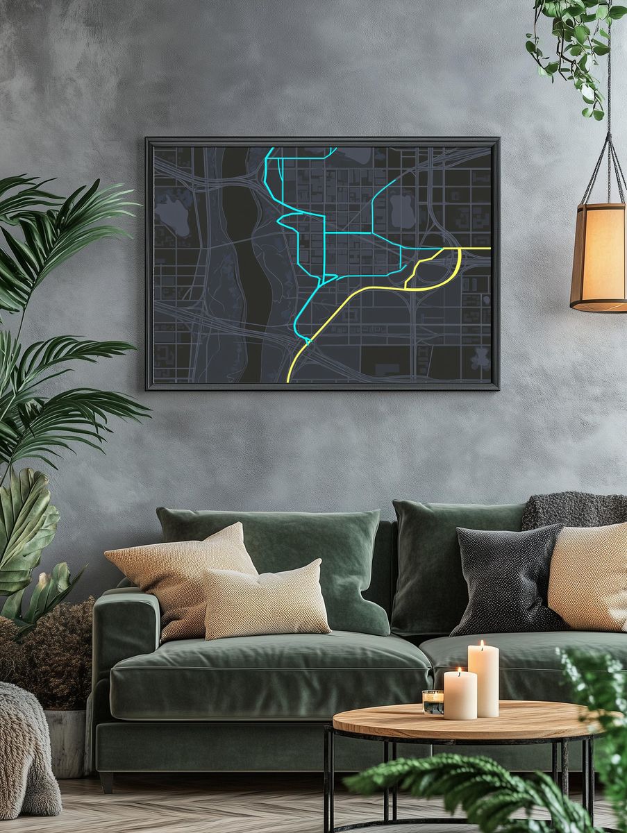 Neon City Map Poster. — room view 4