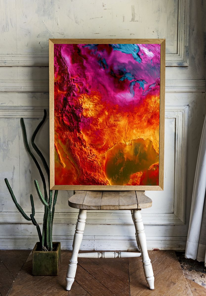 North America Heatmap Poster. room preview