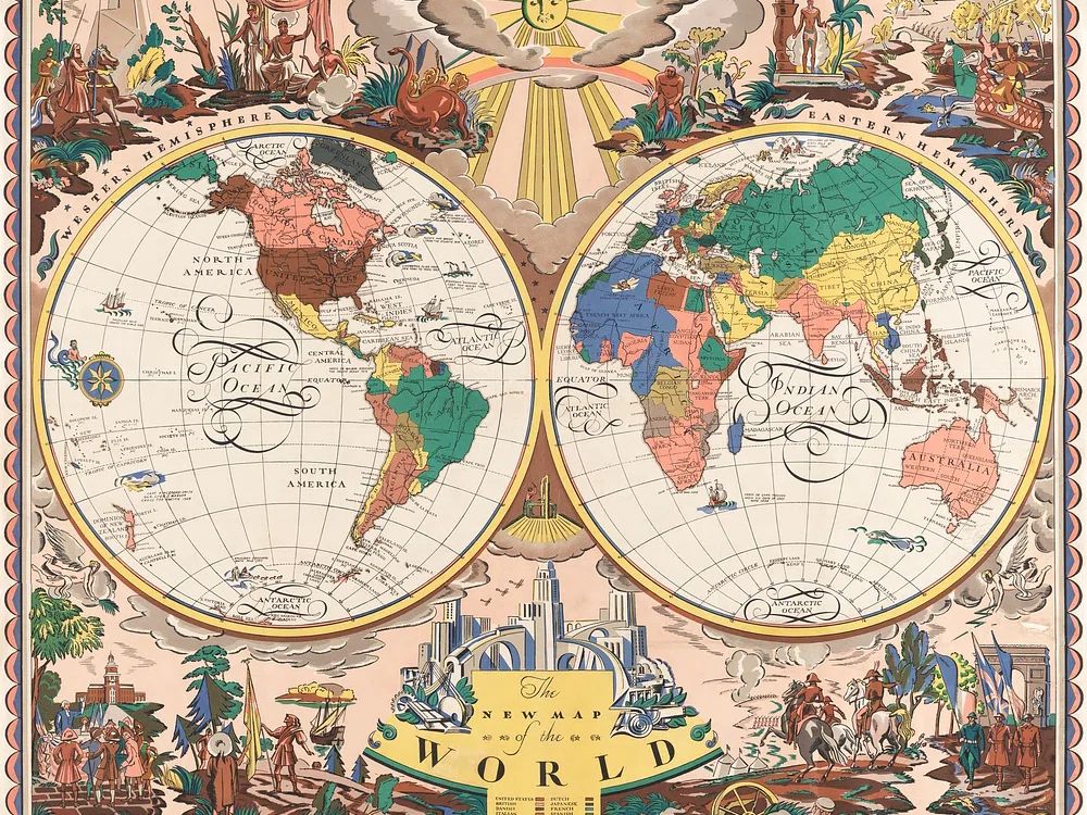 The New Map of the World — Vintage Print. poster detail