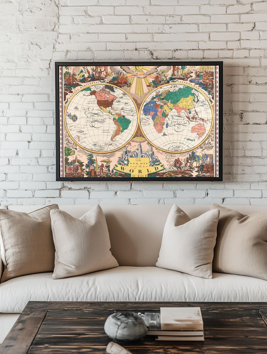 The New Map of the World — Vintage Print room preview