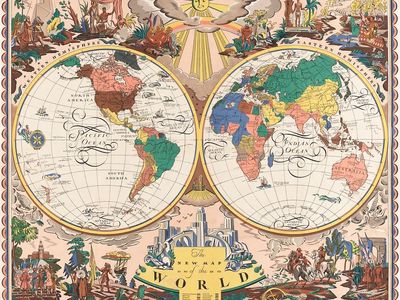 The New Map of the World — Vintage Print