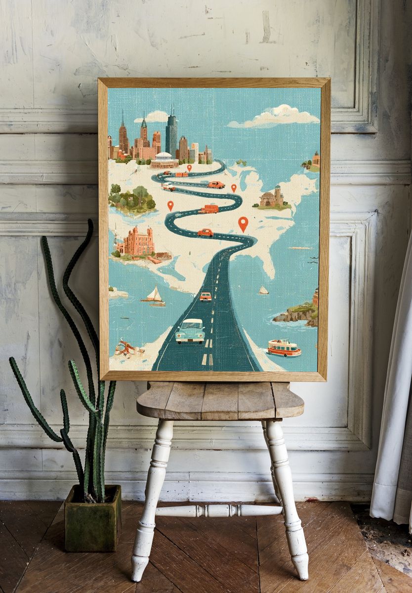 USA Road Trip Travel Poster. room preview