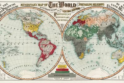 Missionary map world showing prevailing