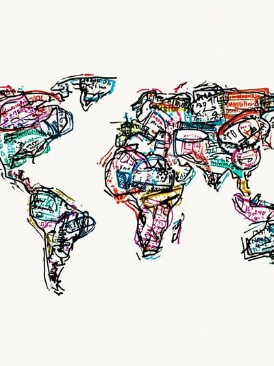 Hand-Drawn World Map Illustration Poster.
