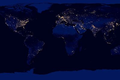 World Map at Night — Art Print