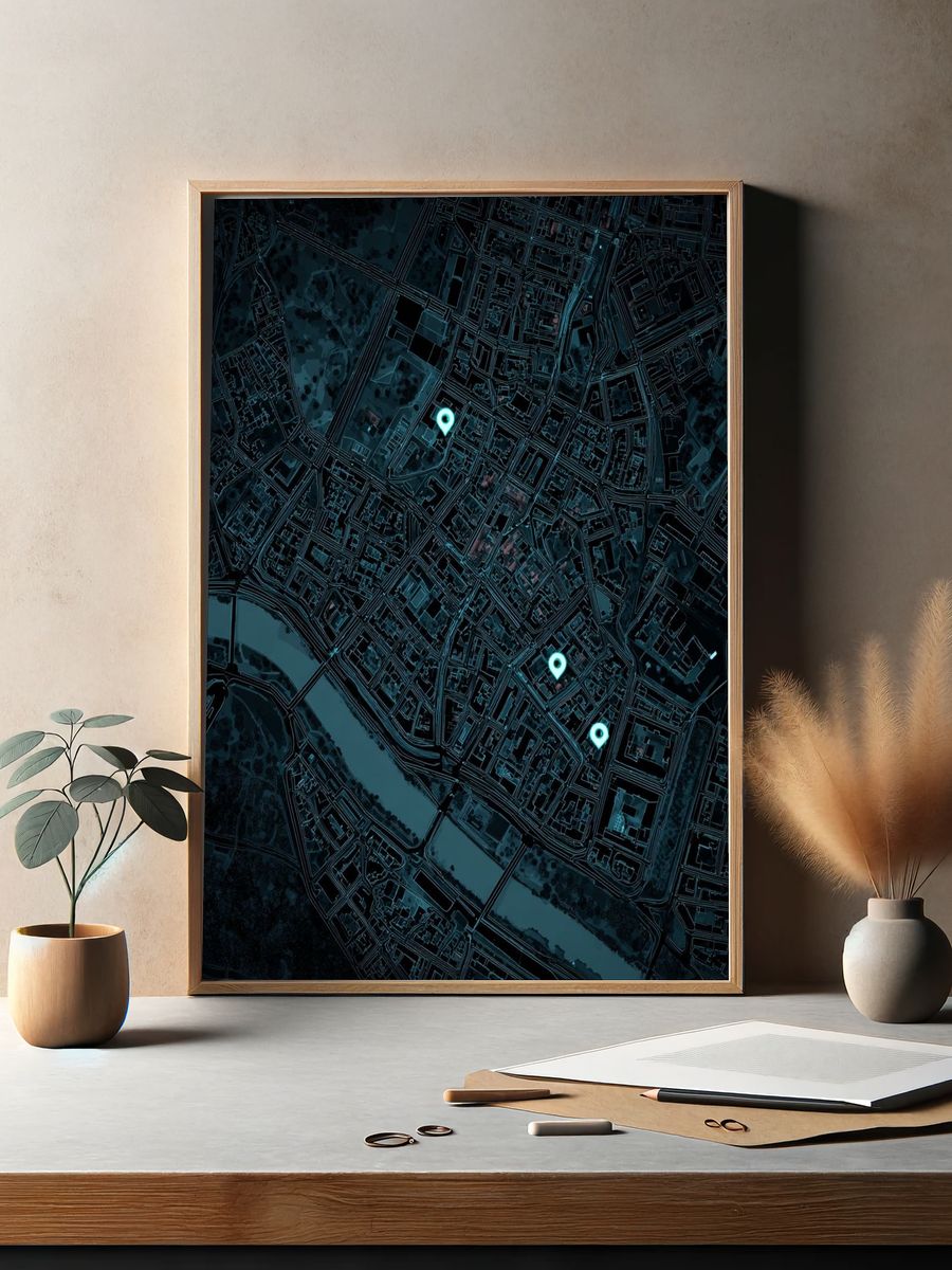 Neon City Map Poster. — room view 2