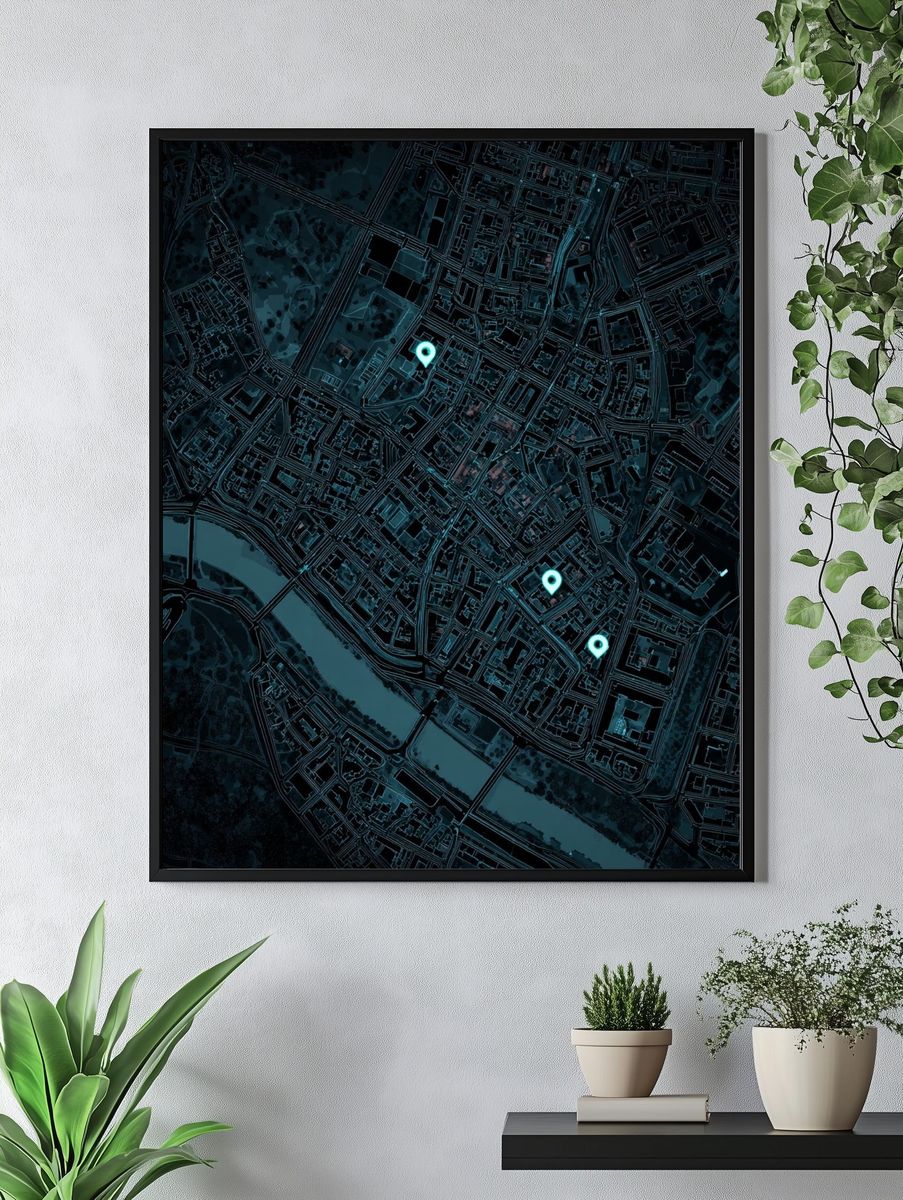 Neon City Map Poster. — room view 4