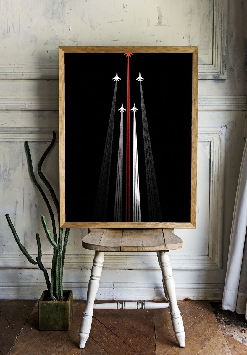 Airplanes in Formation — Minimalist Print room preview