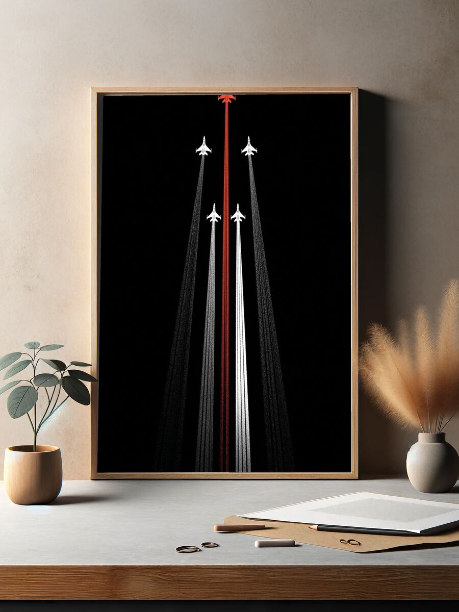 Airplanes in Formation — Minimalist Print. — room view 2