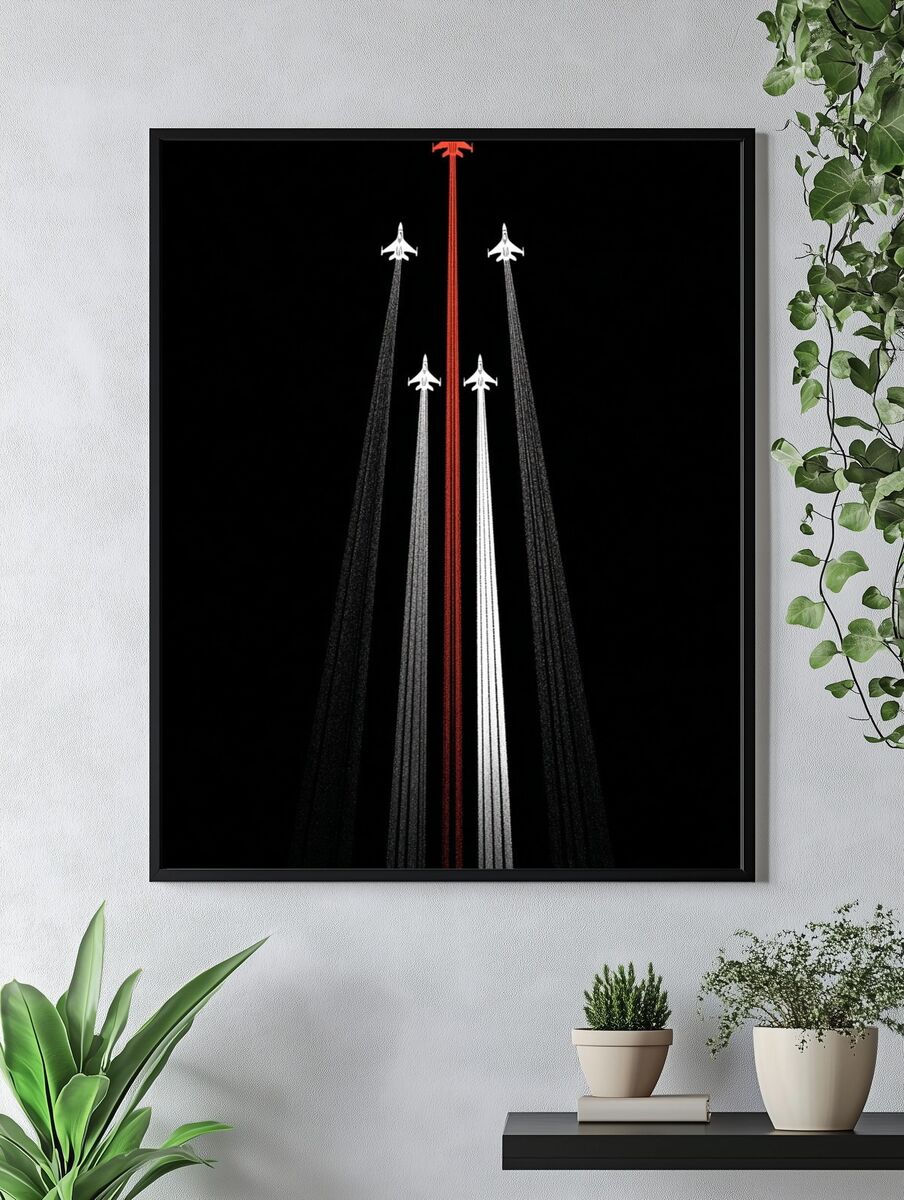 Airplanes in Formation — Minimalist Print. — room view 4