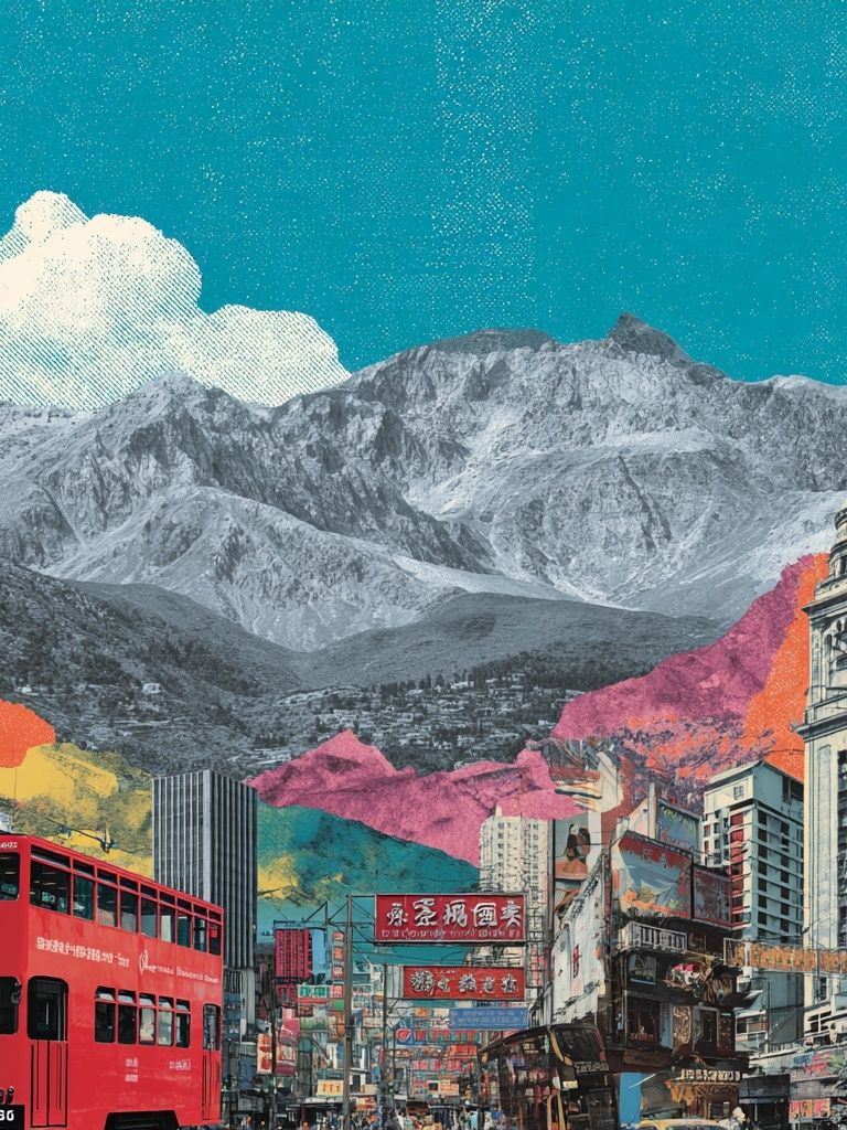Hong Kong Collage Travel Poster. poster detail
