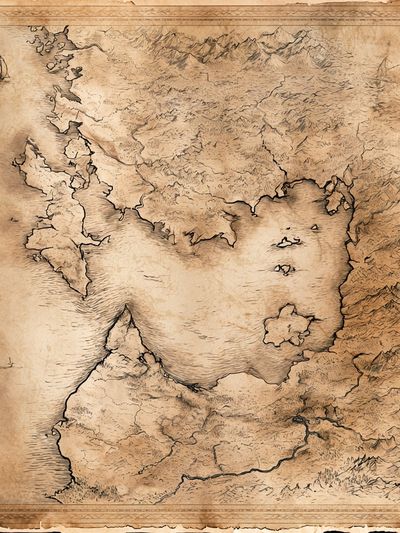 Antique Fantasy Coastline Map Print. poster print