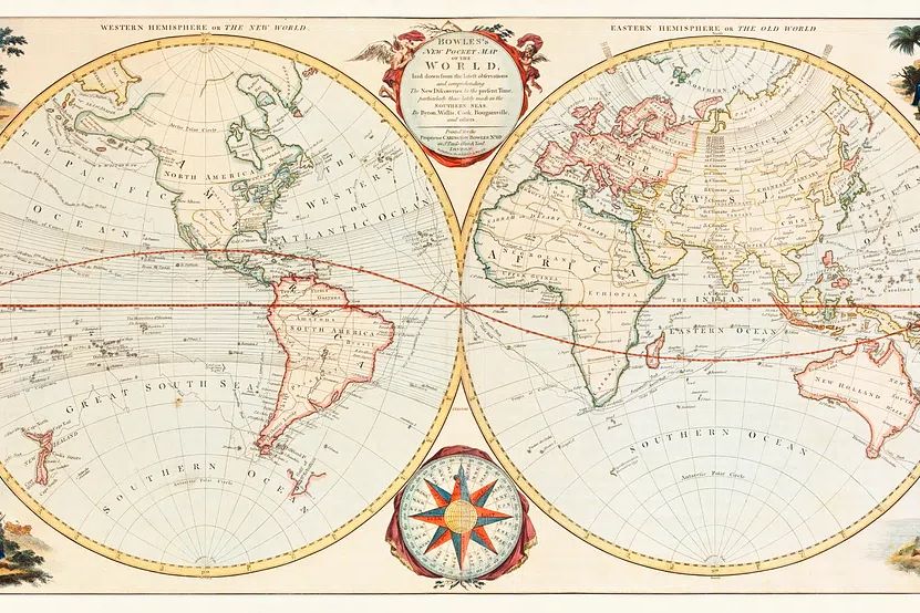 Bowles's new pocket map world. poster detail