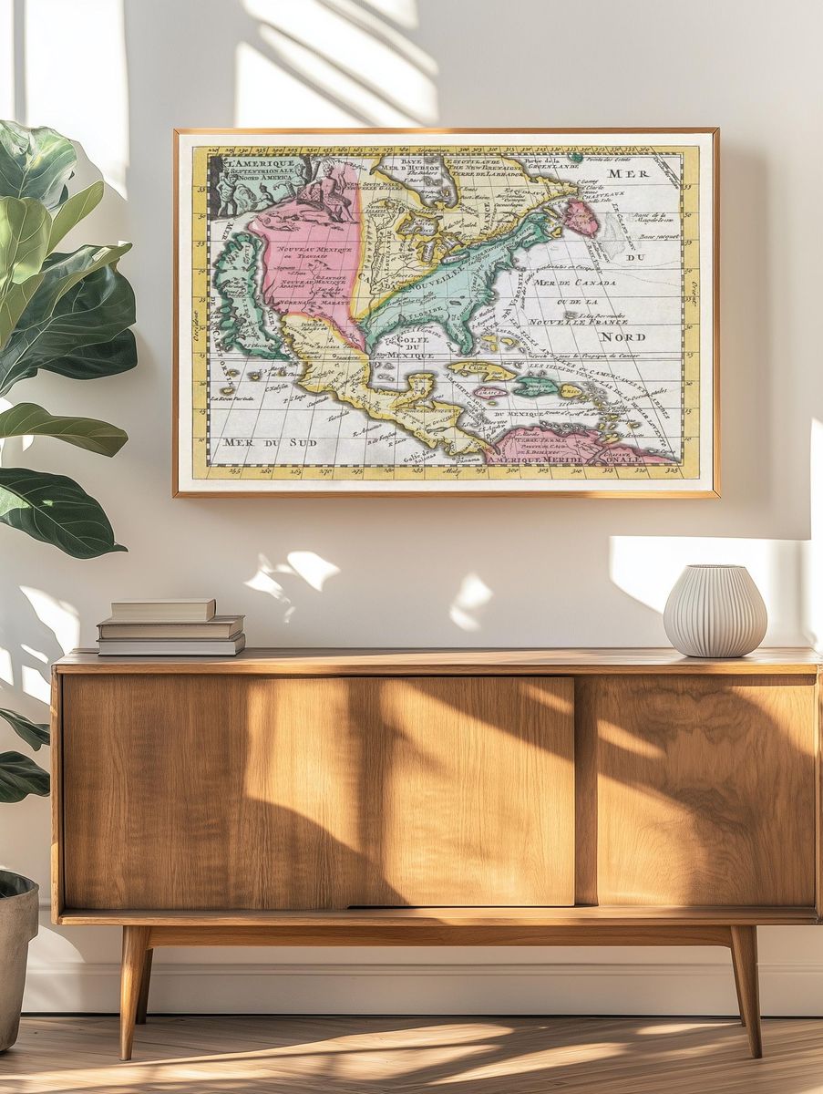 Vintage Map of North America — Antique Print. — room view 3