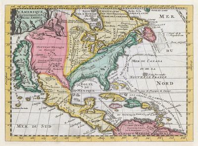 Vintage Map of North America — Antique Print. poster