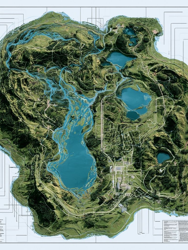 Topographic Island Map Print. poster — maps-travel art