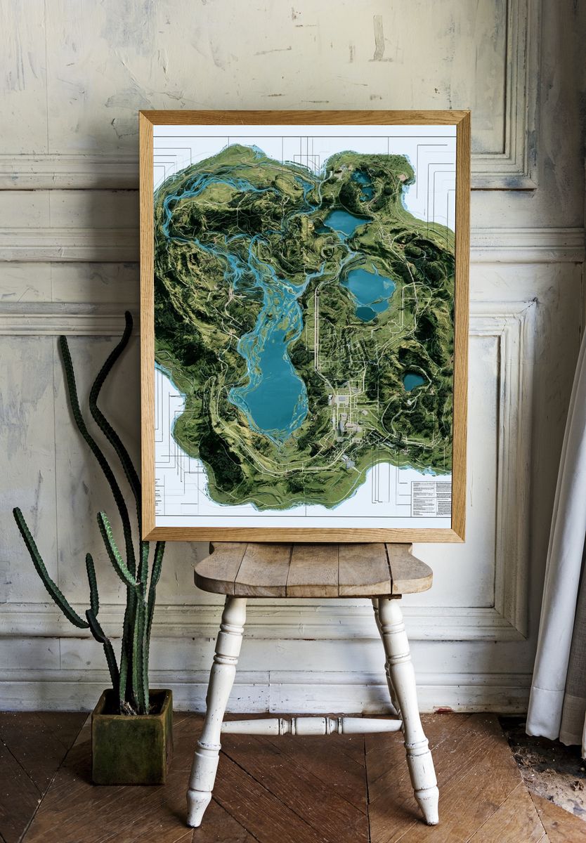 Topographic Island Map Print. — room view 1