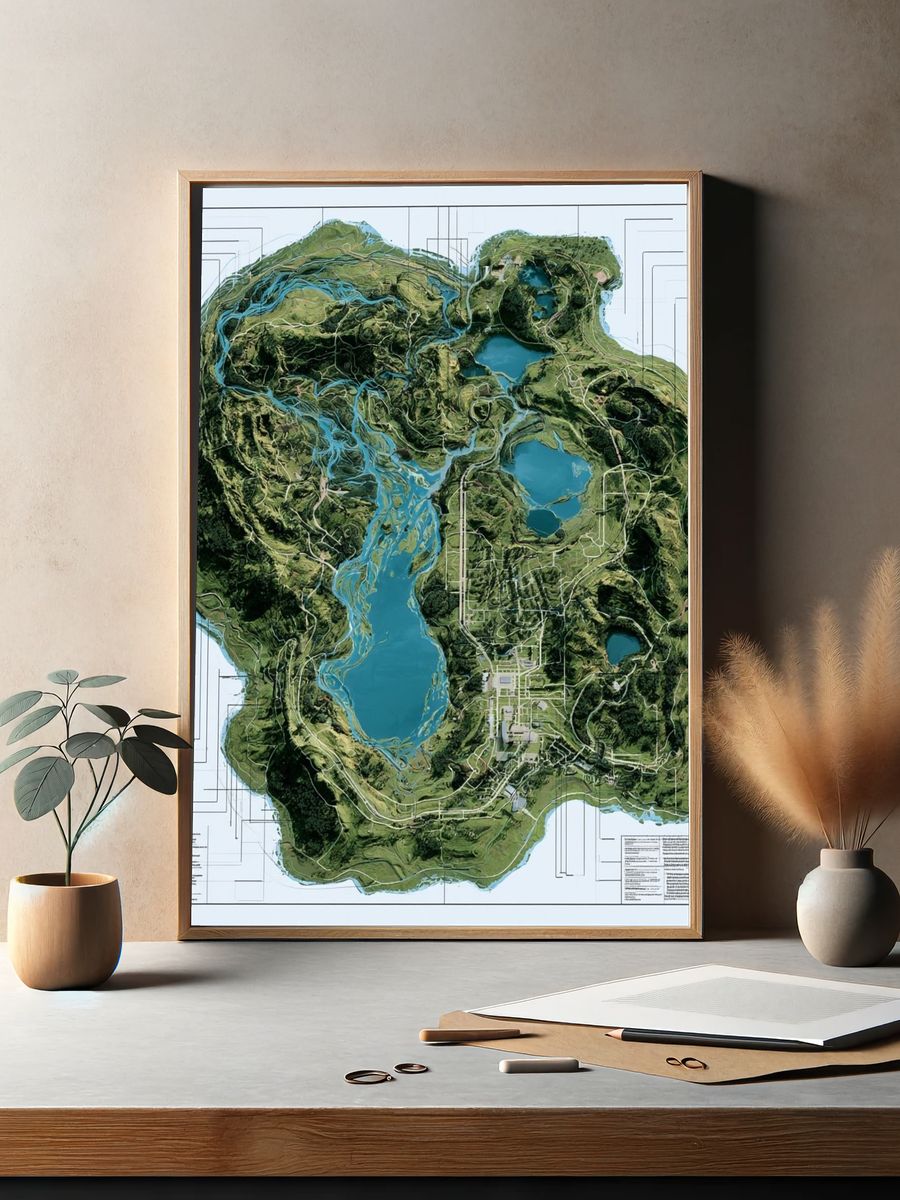 Topographic Island Map Print. — room view 2