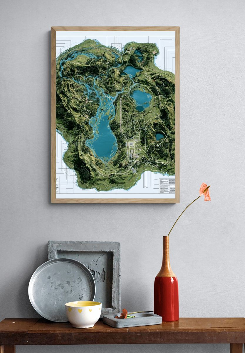 Topographic Island Map Print. — room view 3