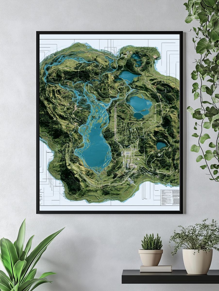 Topographic Island Map Print. — room view 4