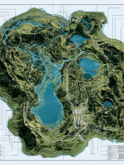 Topographic Island Map Print. poster