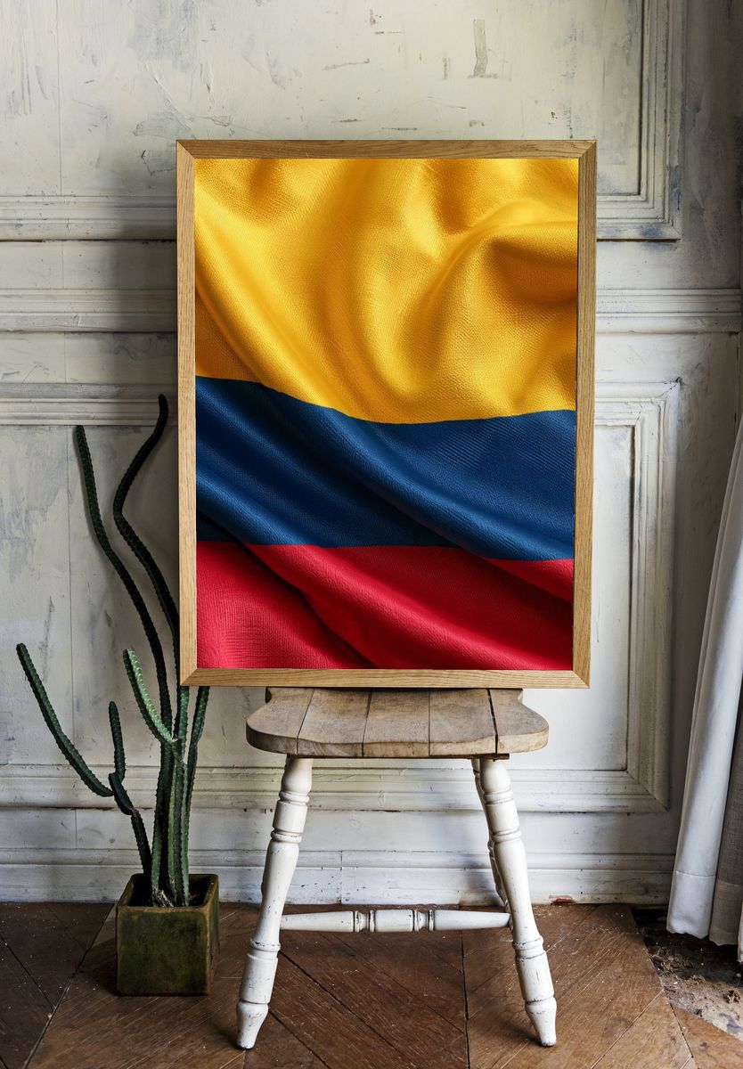 Colombian Flag Fabric Poster. room preview
