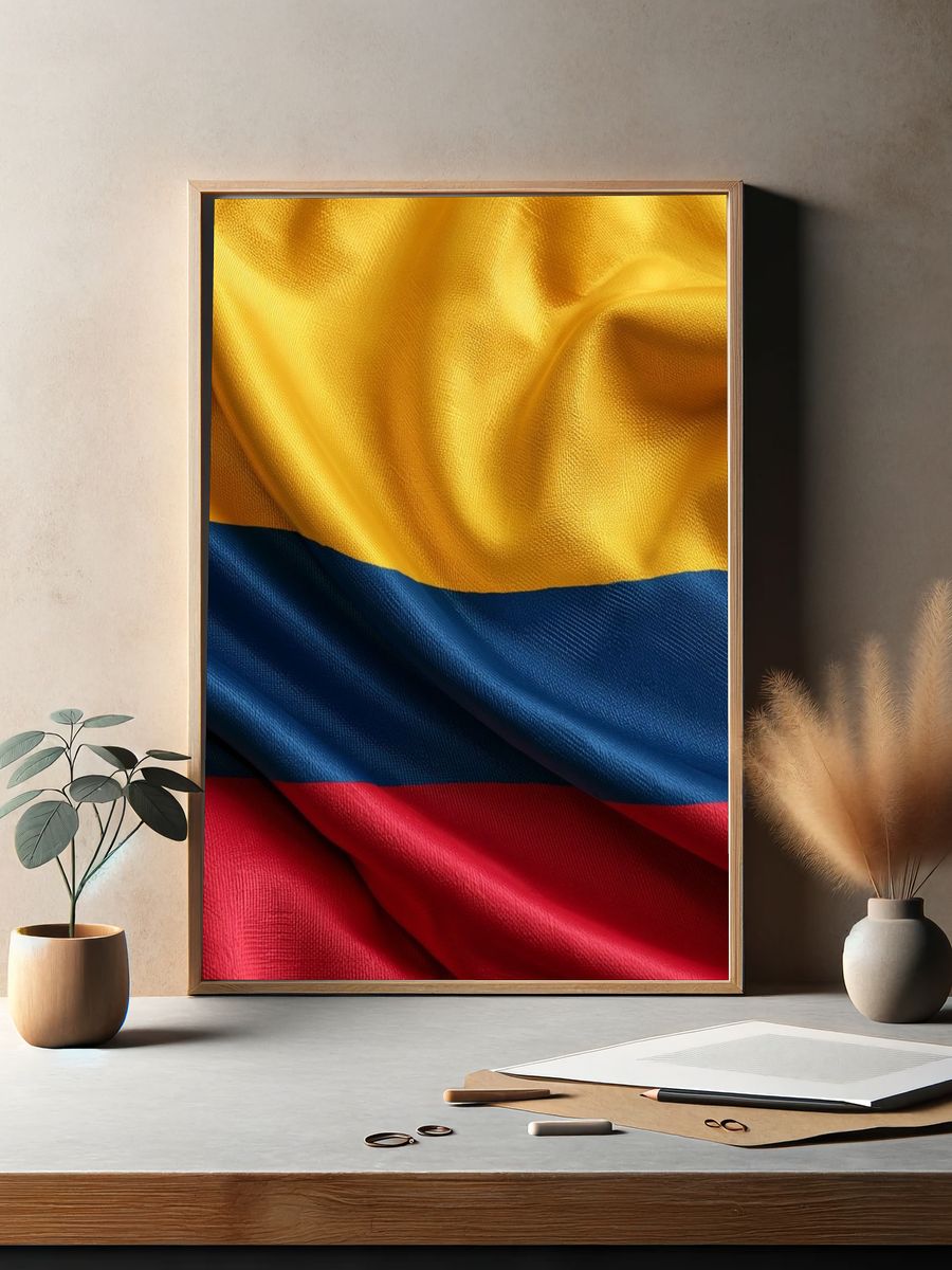 Colombian Flag Fabric Poster. — room view 2
