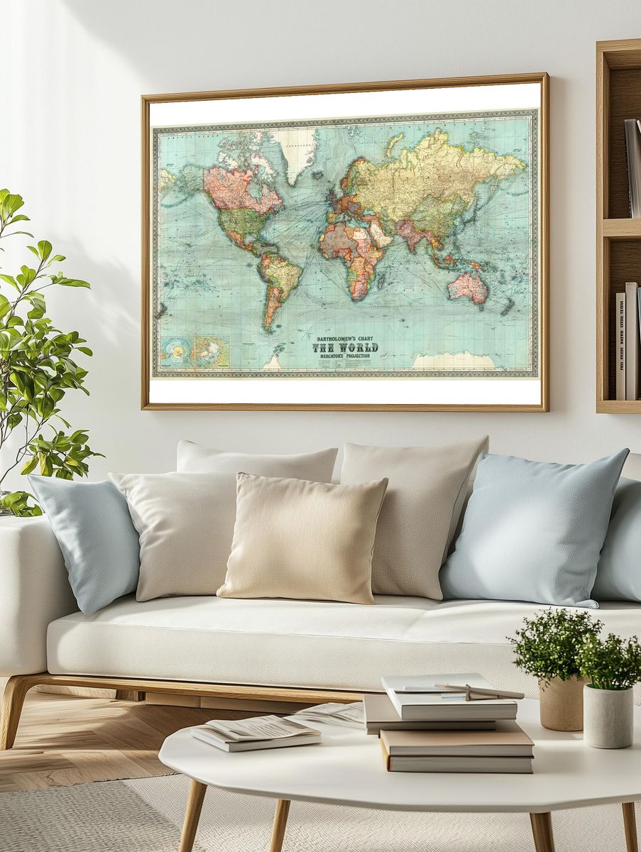 Bartholomew's chart world Mercator's projection. — room view 2