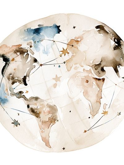 Watercolor World Map Poster.
