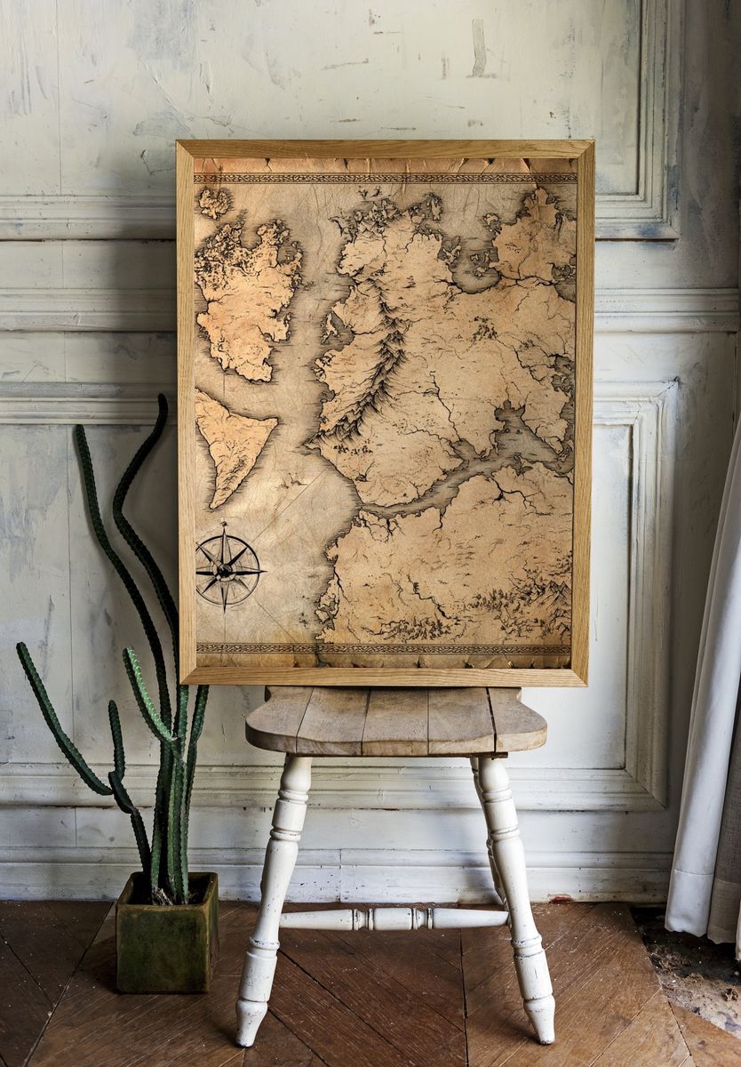 Antique Fantasy Map Vintage Print. — room view 1