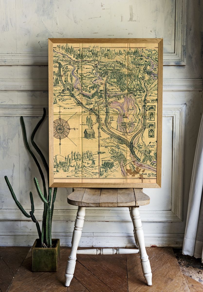 Fantasy Map Vintage Print. — room view 1