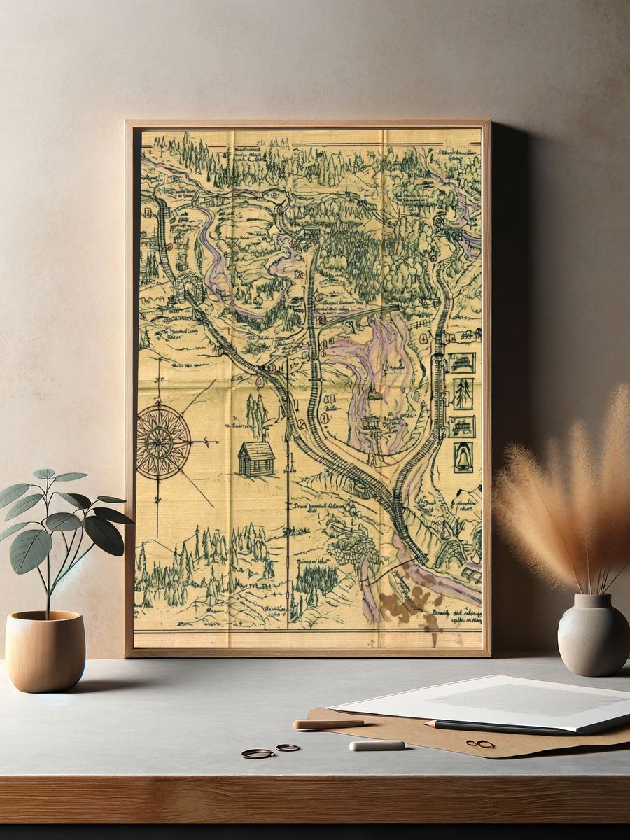 Fantasy Map Vintage Print. — room view 2
