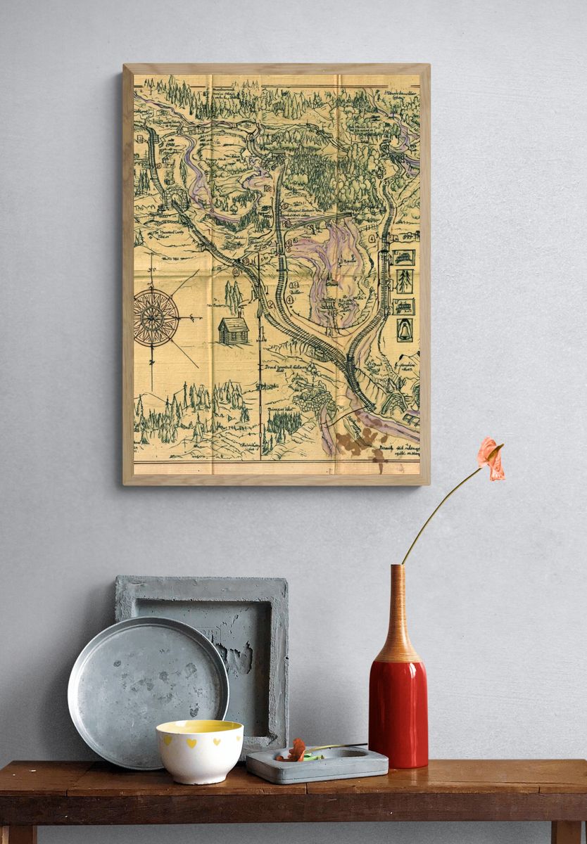 Fantasy Map Vintage Print. — room view 3