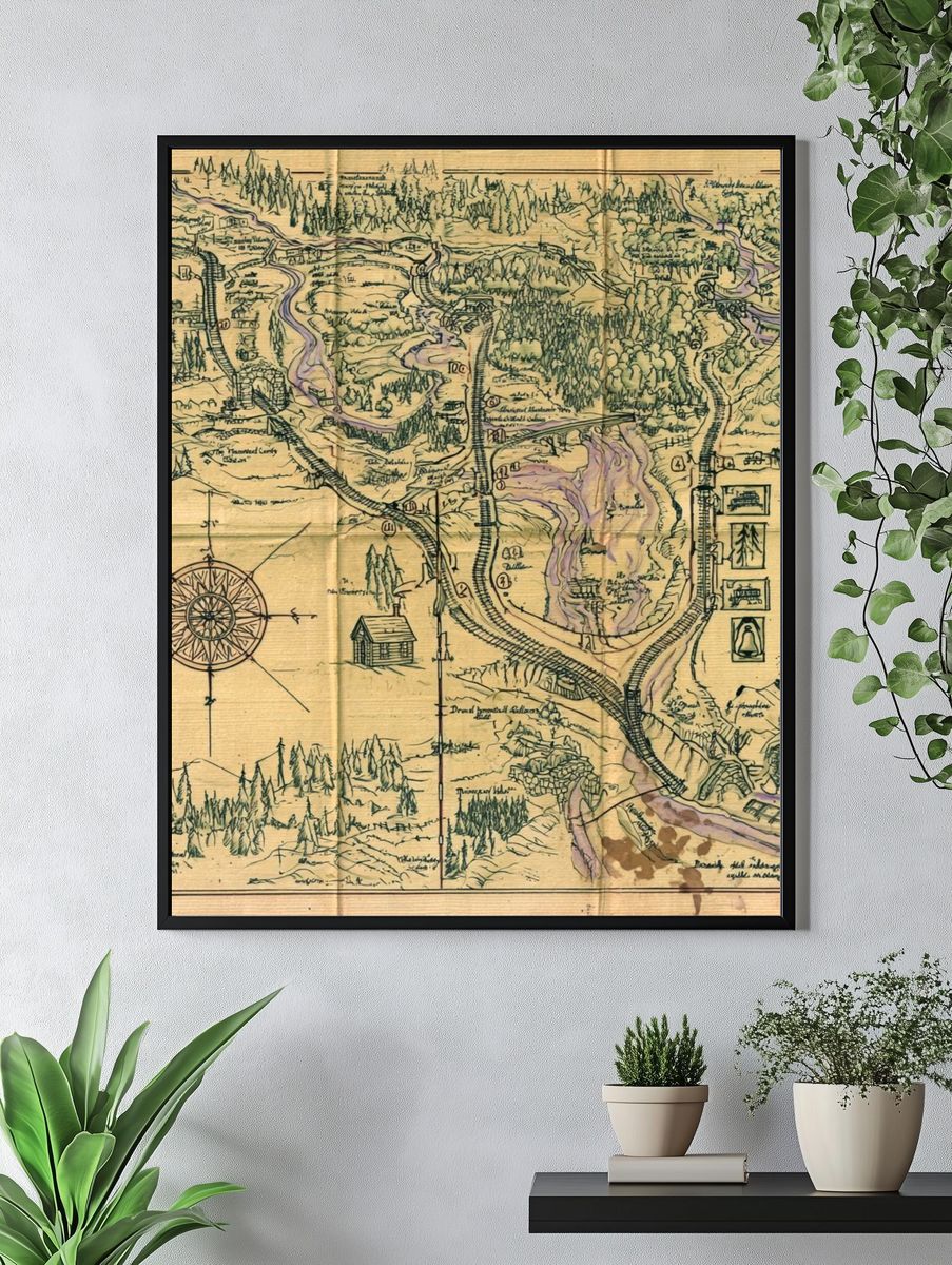 Fantasy Map Vintage Print. — room view 4