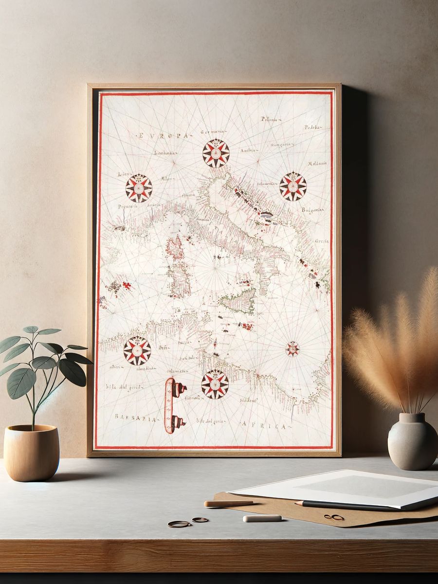 Vintage Map of Europe and Africa — Travel Print. — room view 2