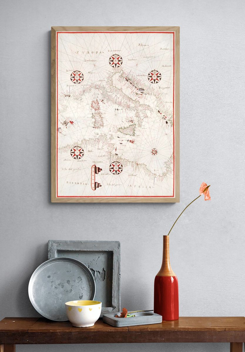 Vintage Map of Europe and Africa — Travel Print. — room view 3