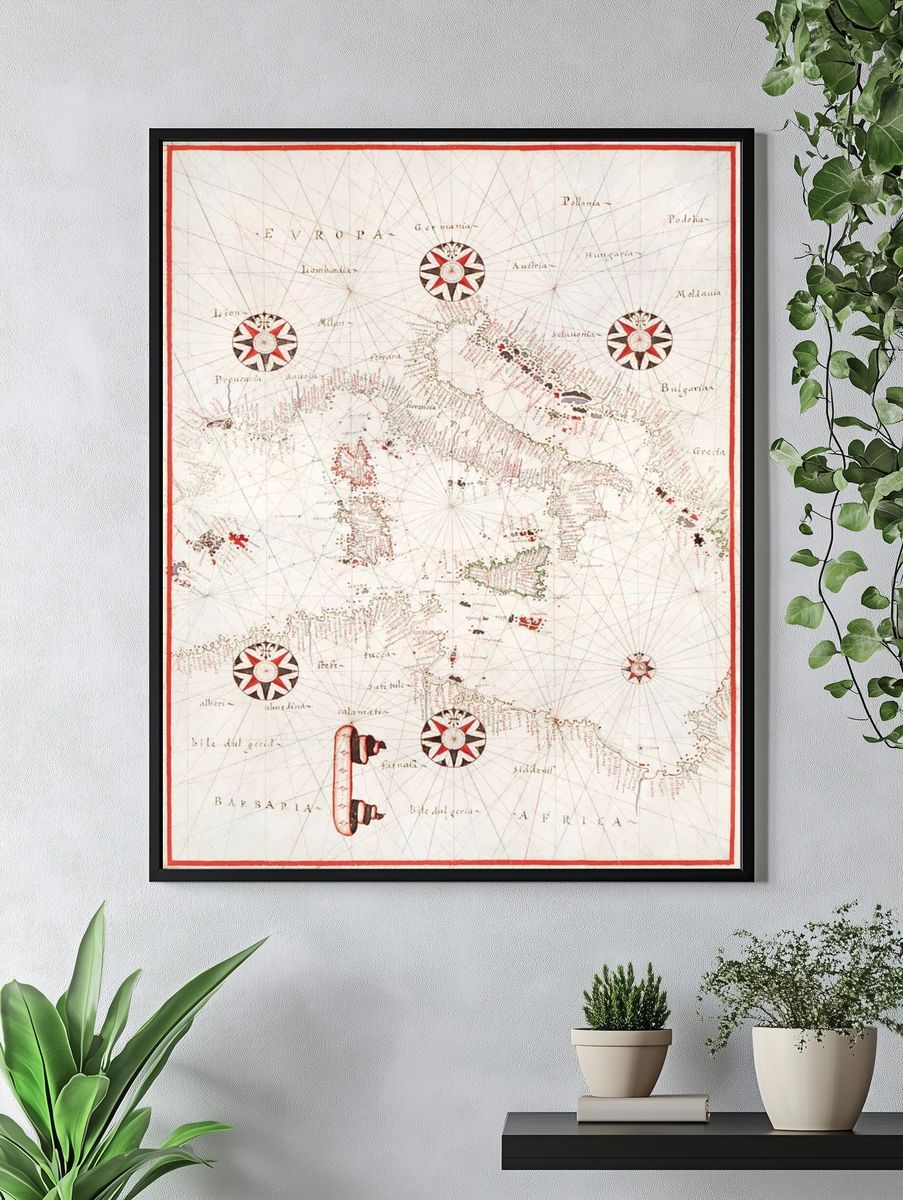 Vintage Map of Europe and Africa — Travel Print. — room view 4