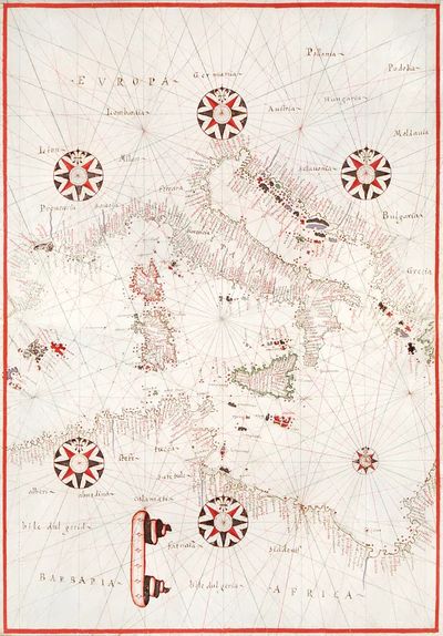 Vintage Map of Europe and Africa — Travel Print