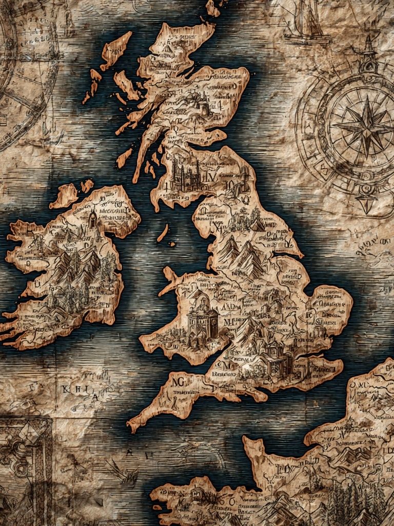 Vintage Map of Britain Poster. poster detail