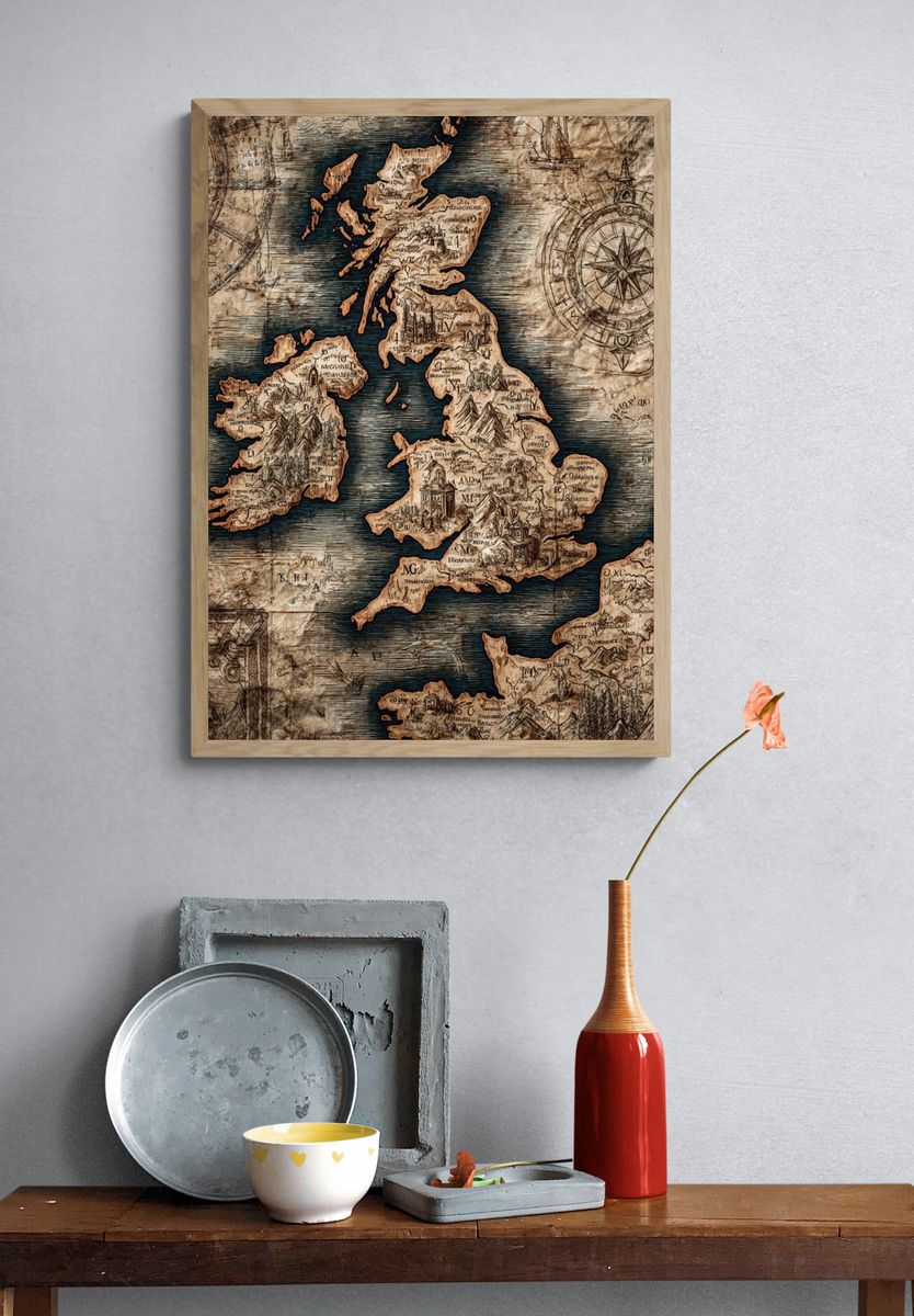 Vintage Map of Britain Poster. — room view 3