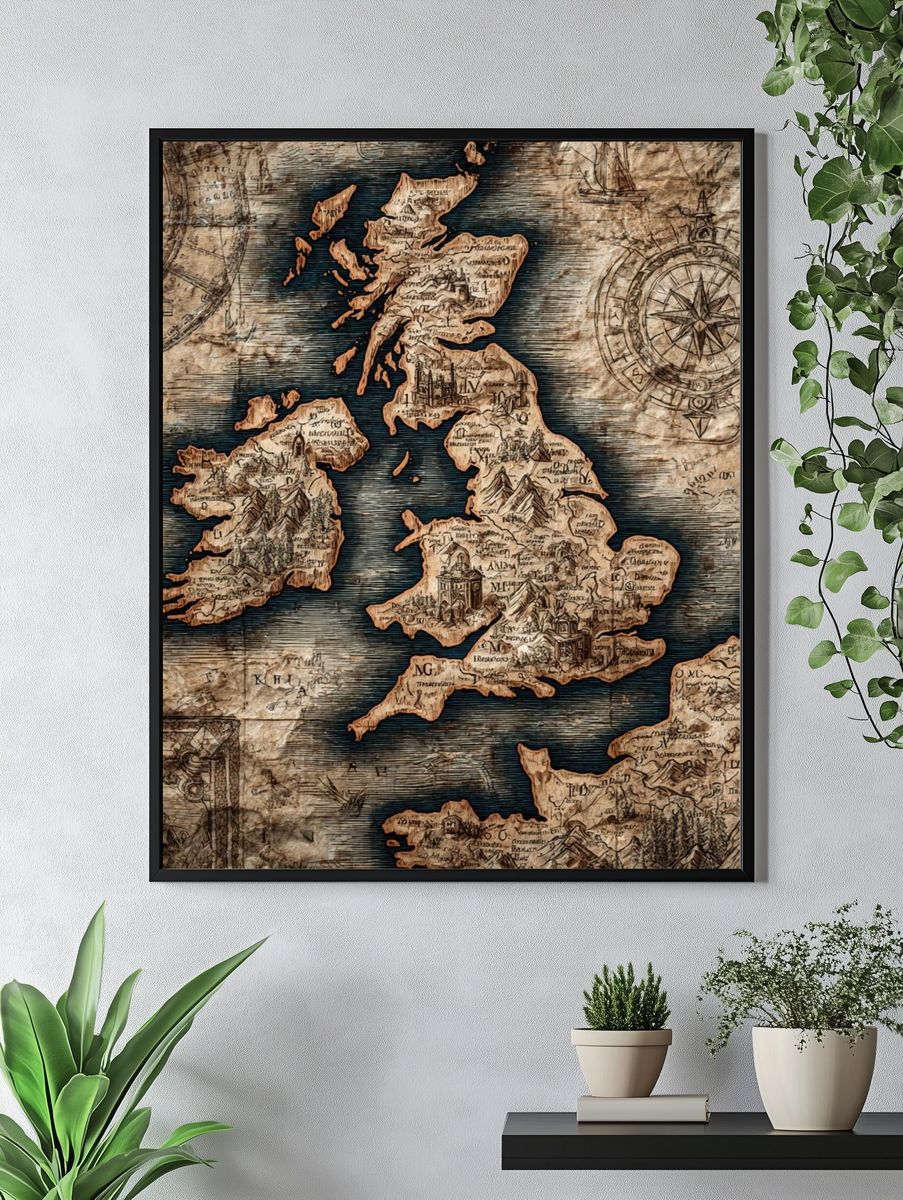 Vintage Map of Britain Poster. — room view 4