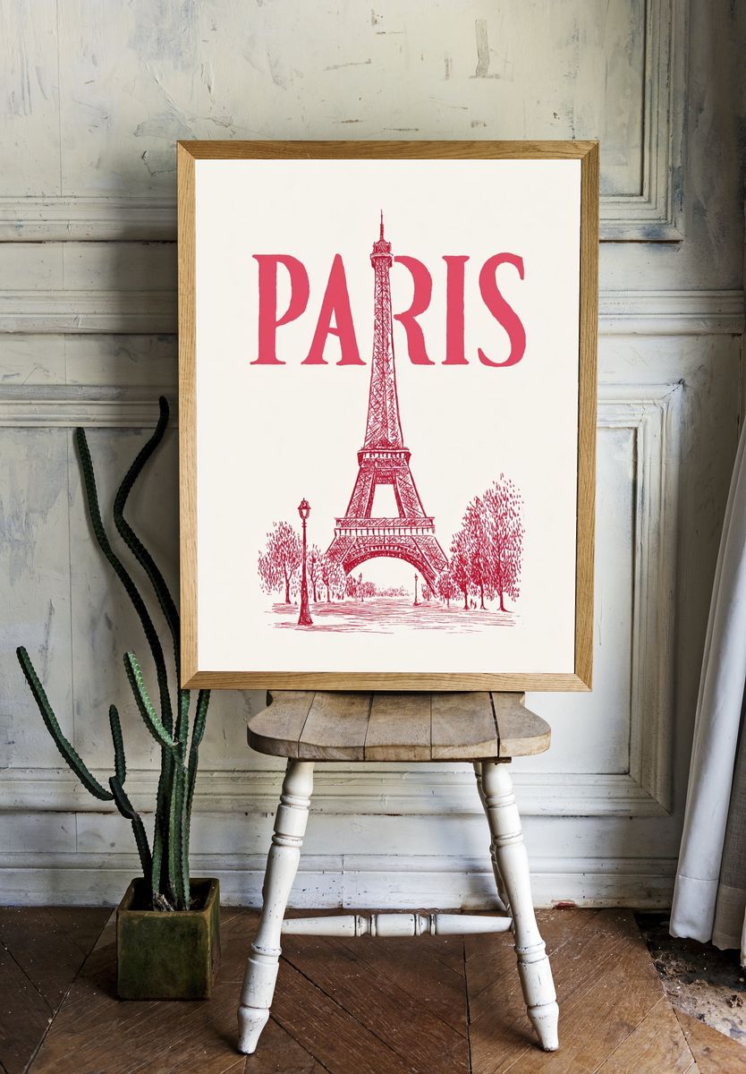 Paris Eiffel Tower Vintage Print. — room view 1