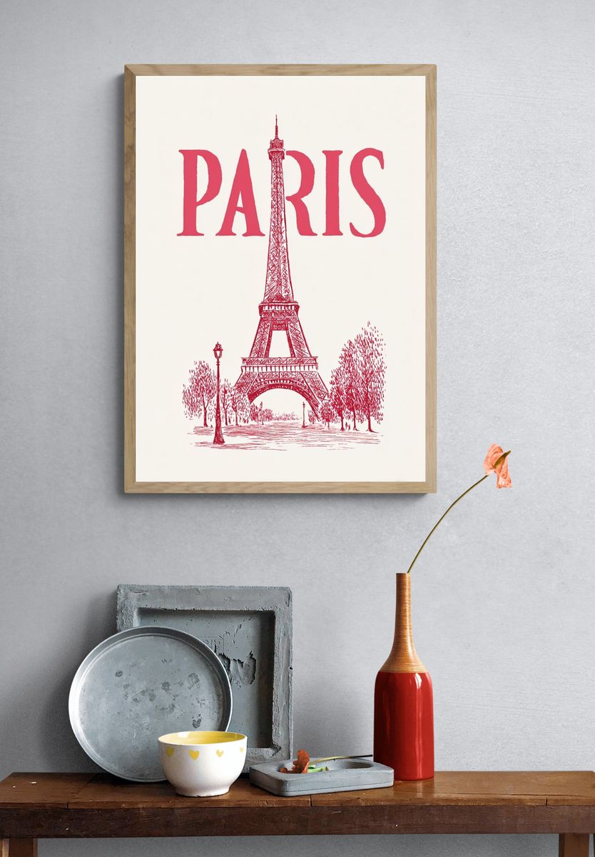 Paris Eiffel Tower Vintage Print. — room view 3