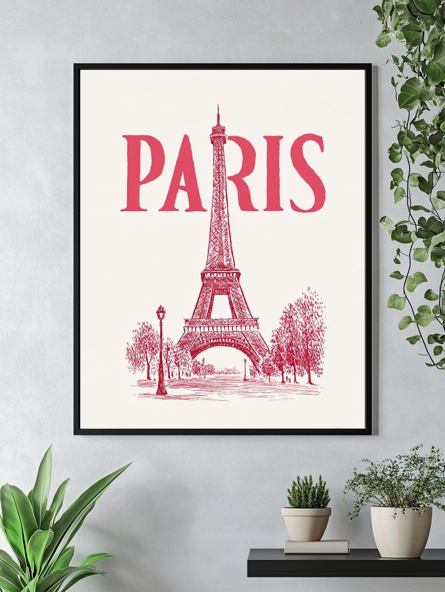 Paris Eiffel Tower Vintage Print. — room view 4