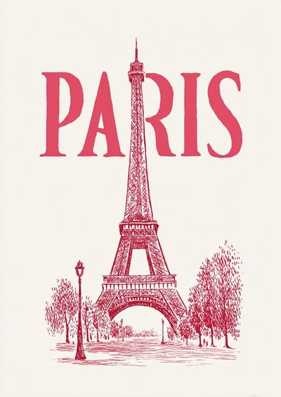 Paris Eiffel Tower Vintage Print.