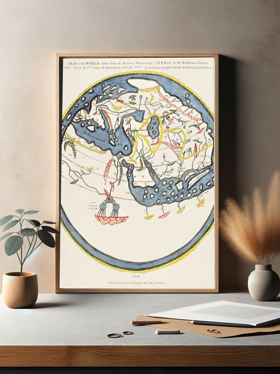 Historical World Map — Vintage Print. — room view 2