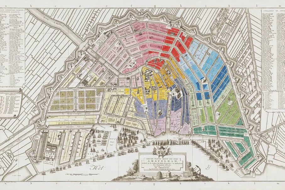 Plattegrond van Amsterdam met verdeling. poster detail