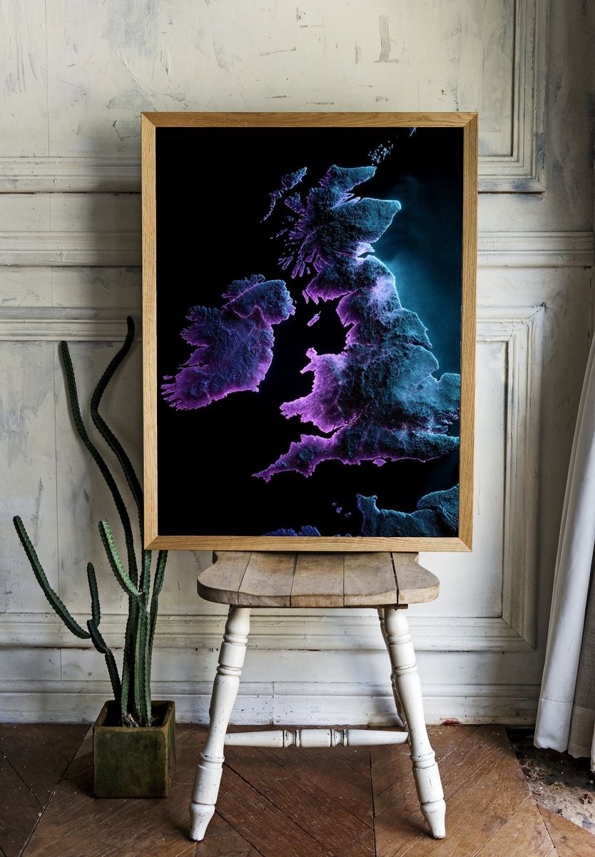 Illuminated Map of the British Isles — Art Print room preview