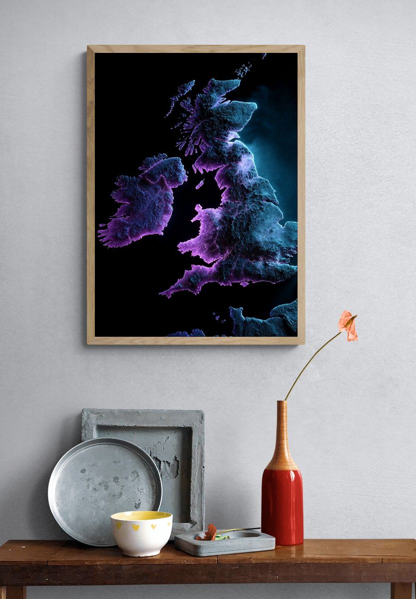 Illuminated Map of the British Isles — Art Print. — room view 3