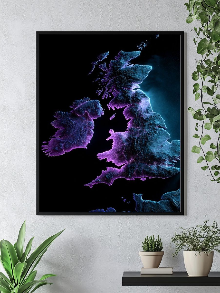 Illuminated Map of the British Isles — Art Print. — room view 4